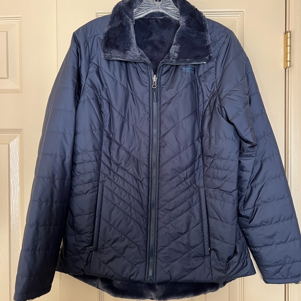 Women’s Northface jacket, reversible, Navy, size M